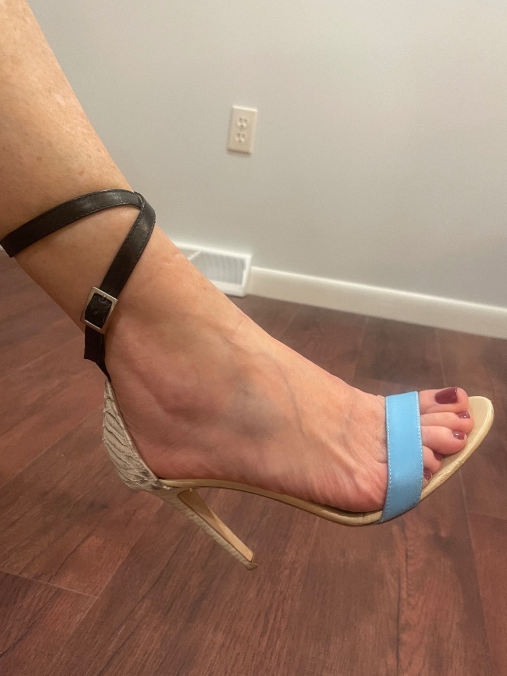 TIBI Two Tone Ankle Strap Hogh Heel